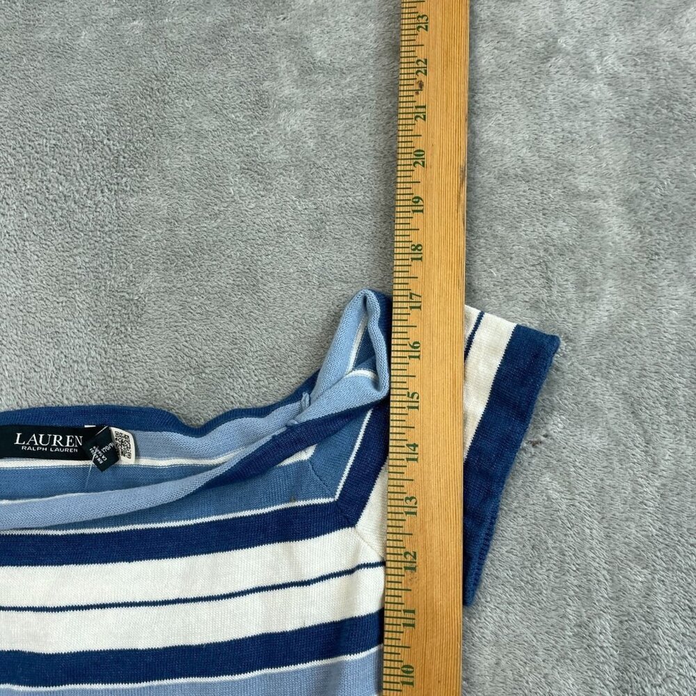 Lauren Ralph Lauren Womens Striped Knit Off-Shoulder Top Size L NWT 6091 - Picture 9 of 10